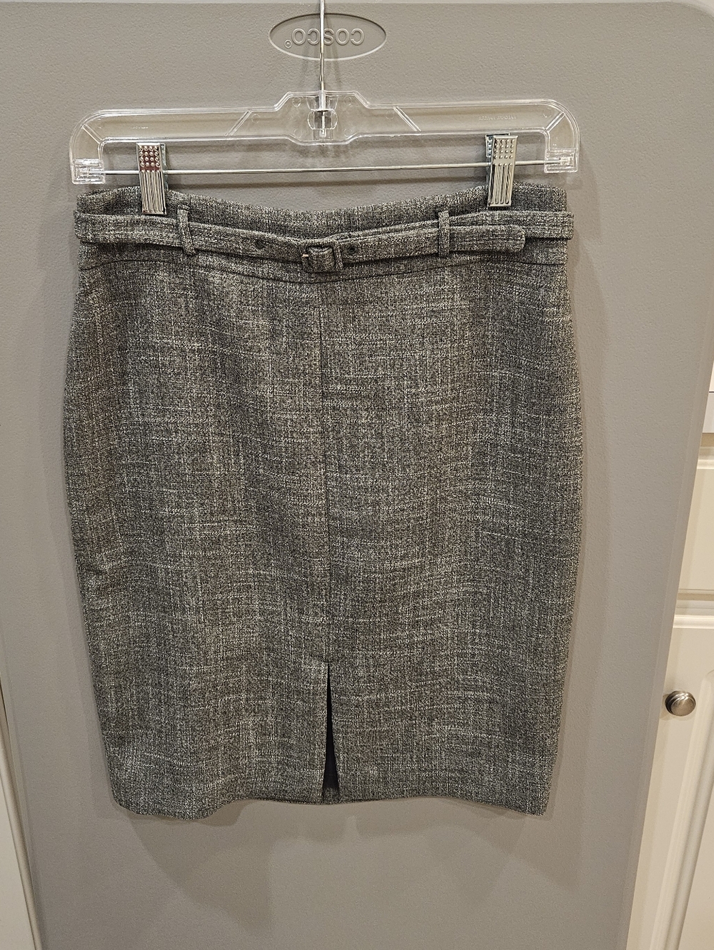 Ann Taylor Gray Tweed Belted Pencil Skirt